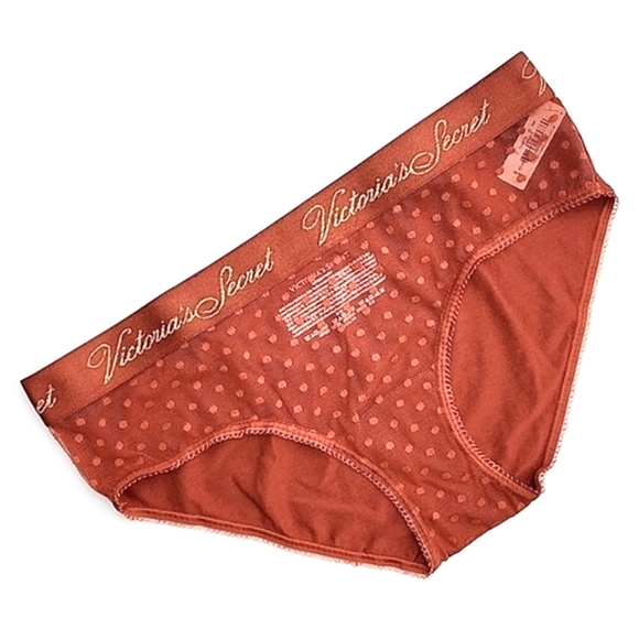 Victoria's Secret Hipster Hiphugger Burnt Orange Polka Dot Lace Panty  Bottom M - Picture 1 of 10